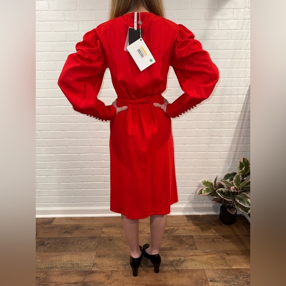 NEW Federica Tosi Poppy Red Wrap Midi Dress | New Federica Tosi Dress - Picture 2 of 10